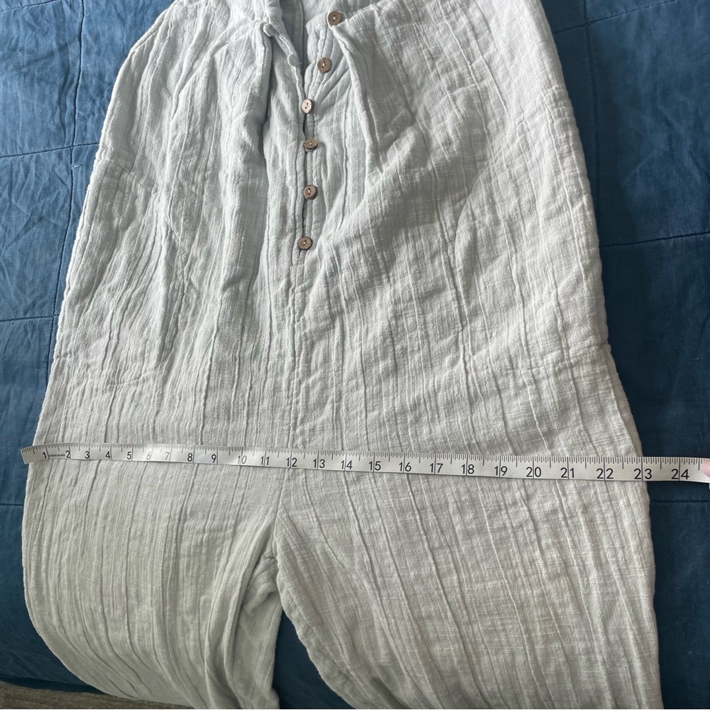 Free People White Gauze Linen Jumpsuit with Button Detail - Picture 7 of 10